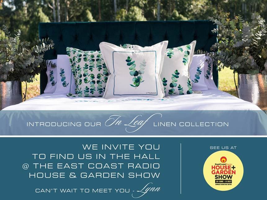 Lime & Roses invitation introducing the In Leaf linen collection at the East Coast Radio House & Garden Show